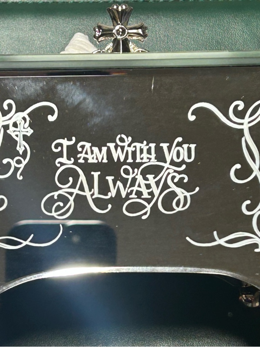 Engraved Silver Mirrored Jewelry Box and music